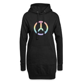 Regenbogen Friedenssymbol Pastell Pride LGBTQ+ Grunge - Hoodie-Kleid - Schwarz - Vorne