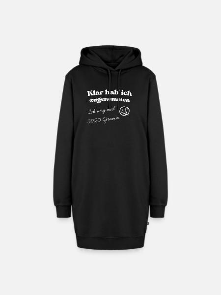 klar habe ich zugenommen - Hoodie-Kleid - Schwarz