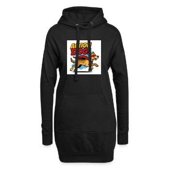 Action Hund Superheld - Hoodie-Kleid - Schwarz - Vorne