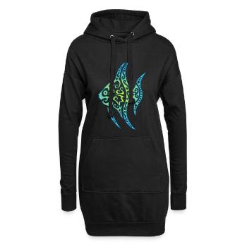 Poisson tropical bleu - Sweat-shirt à capuche long Femme - noir - Devant