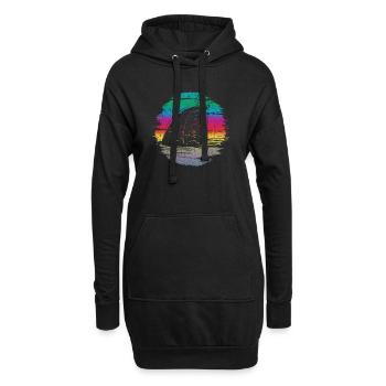 Sonnenuntergang Surfer Welle Illustration - Hoodie-Kleid - Schwarz - Vorne