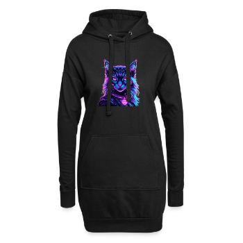 Néon Espace Chat Chat Portrait - Sweat-shirt à capuche long Femme - noir - Devant