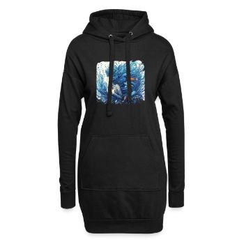 Sirène Sirène Cheveux Bleus Art Nouveau Cadeau - Sweat-shirt à capuche long Femme - noir - Devant