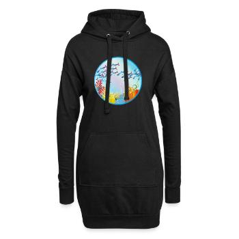 Schwarm bunter Fische im Korallenriff - Hoodie-Kleid - Schwarz - Vorne
