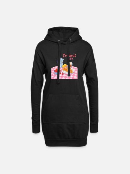 Breakfast Club Frühstück mit Croissant und Kaffee - Hoodie-Kleid - Schwarz