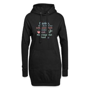 Danke mit Herz - Erzieher Geschenk Idee - Hoodie-Kleid - Schwarz - Vorne