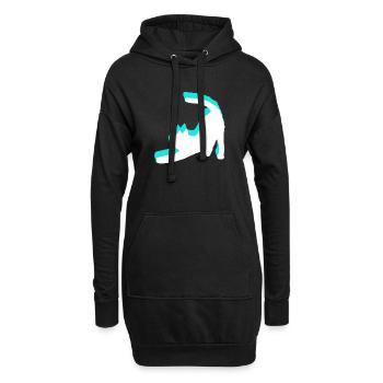 katze gestreckt, schattiert - Hoodie-Kleid - Schwarz - Vorne