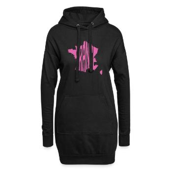 Frankreich Karte Grafik - Hoodie-Kleid - Schwarz - Vorne