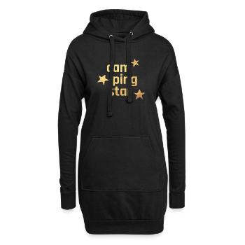 Camping Star Sterne Gold exklusiv Luxus Camper Fan - Hoodie-Kleid - Schwarz - Vorne