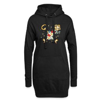 Clés croisées avec des fleurs de style or - Sweat-shirt à capuche long Femme - noir - Devant