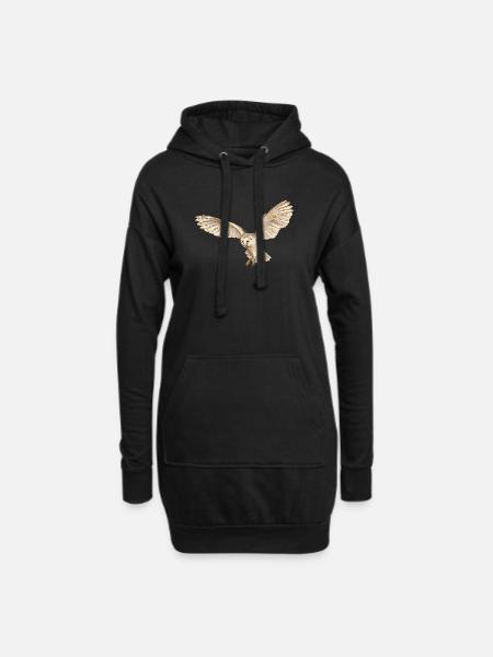 Wunderschöne Schleiereule im Flug - Hoodie-Kleid - Schwarz