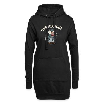 verrückte Taube gruh im Comic und Cartoon Logostil - Hoodie-Kleid - Schwarz - Vorne