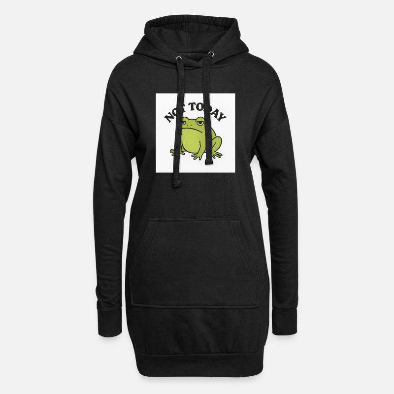 Lustiger Frosch mit Statement Text - Hoodie-Kleid - Schwarz