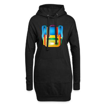 Cartable rétro coloré pour les enfants cool - Sweat-shirt à capuche long Femme - noir - Devant