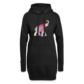 Yoga Holi Festival Inde Éléphant coloré om - Sweat-shirt à capuche long Femme - noir - Devant