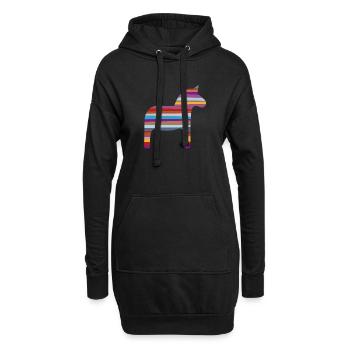 Dalapferd Streifen skandinavisch Schweden Kinder - Hoodie-Kleid - Schwarz - Vorne