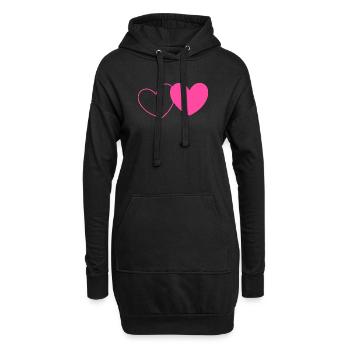 rosarotes Herz Herz rosa rot Herz pink Herzmuster - Hoodie-Kleid - Schwarz - Vorne