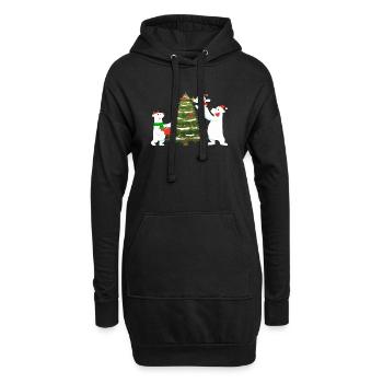 Festliche Eisbären mit Tannenbaum - Hoodie-Kleid - Schwarz - Vorne