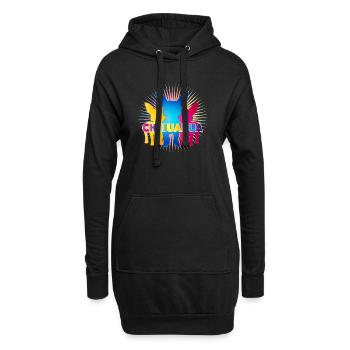 Bunte Chihuahua Silhouetten mit Pop-Art Schriftzug - Hoodie-Kleid - Schwarz - Vorne