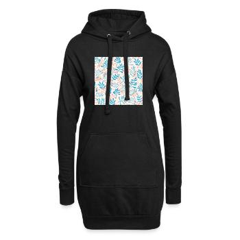 Design mit blauem und korallenfarbenem Zweig - Hoodie-Kleid - Schwarz - Vorne