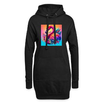 Flamant - Sweat-shirt à capuche long Femme - noir - Devant