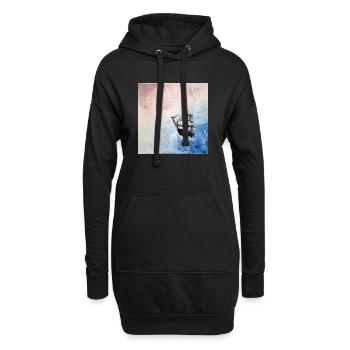Historisches Segelschiff vor bewölktem Himmel - Hoodie-Kleid - Schwarz - Vorne