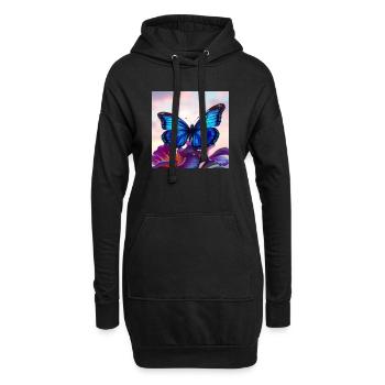 Schmetterling - Hoodie-Kleid - Schwarz - Vorne