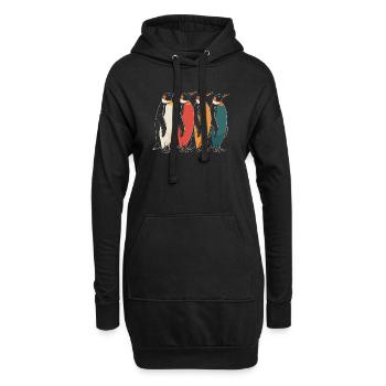 Farbenfrohe Pinguine - Hoodie-Kleid - Schwarz - Vorne