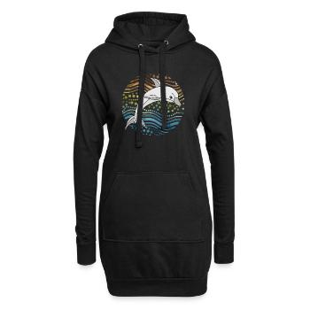 Dauphin dans des vagues abstraites - Sweat-shirt à capuche long Femme - noir - Devant