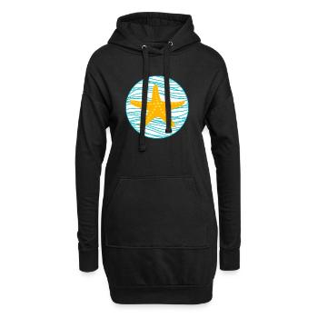 Seestern Wellen Kreis See Meer Stern maritim Comic - Hoodie-Kleid - Schwarz - Vorne