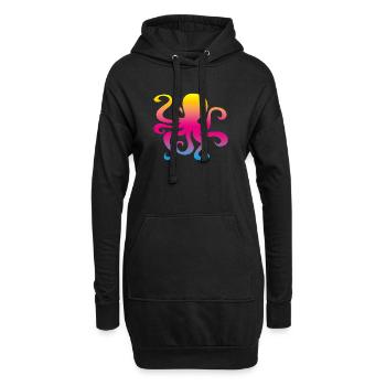Pieuvre Calmar Arc-en-ciel Coloré Enfants - Sweat-shirt à capuche long Femme - noir - Devant
