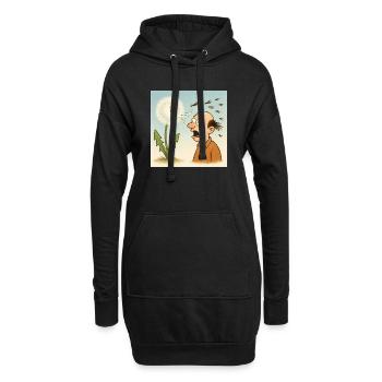Pusteblume Glatze – Lustiges Cartoon Motiv - Hoodie-Kleid - Schwarz - Vorne