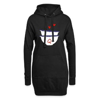 Lettre q bols breton - Sweat-shirt à capuche long Femme - noir - Devant