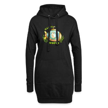 Glücklicher Regenwurm im U-Boot - Hoodie-Kleid - Schwarz - Vorne