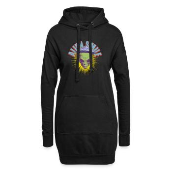 Außerirdisches Lächeln - Hoodie-Kleid - Schwarz - Vorne