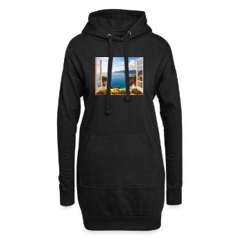 Vue panoramique de la côte méditerranéenne - Sweat-shirt à capuche long Femme - noir - Devant
