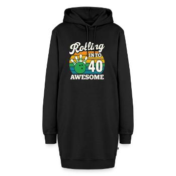 Retro Bowling 40. Geburtstag Design - Hoodie-Kleid - Schwarz - Vorne