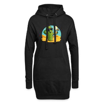 Kaktus Sommer - Hoodie-Kleid - Schwarz - Vorne