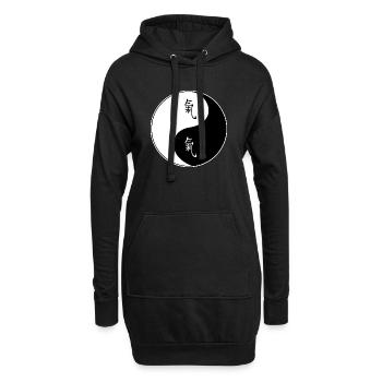 Yin Yang Symbol mit Chinesischen Schriftzeichen - Hoodie-Kleid - Schwarz - Vorne