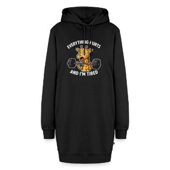 Girafe fatiguée soulever des poids Illustration - Sweat-shirt à capuche long Femme - noir - Devant