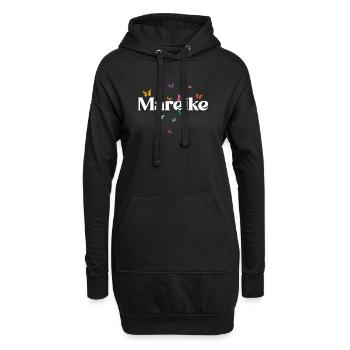 Beau prénom de fille MAREIKE avec des papillons - Sweat-shirt à capuche long Femme - noir - Devant