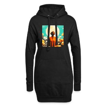 Portrait de Lune, femme et Fleurs Enchantées - Sweat-shirt à capuche long Femme - noir - Devant