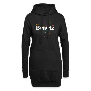 Beau prénom de fille BEATRIZ avec des papillons - Sweat-shirt à capuche long Femme - noir - Devant