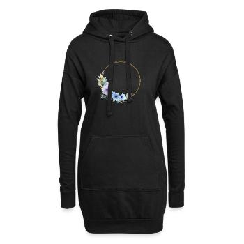 Couronne florale bleue, dorée, verte, personnalisable - Sweat-shirt à capuche long Femme - noir - Devant