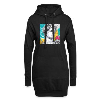 Bunte abstrakte Mythologie-Statue - Hoodie-Kleid - Schwarz - Vorne
