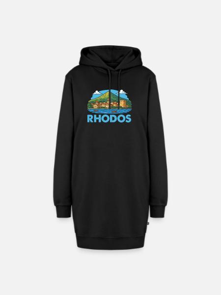 rhodos-insel- - Hoodie-Kleid - Schwarz