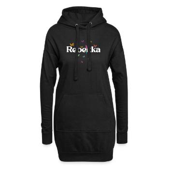 Schöner Mädchenname mit Schmetterlingen REBEKKA - Hoodie-Kleid - Schwarz - Vorne