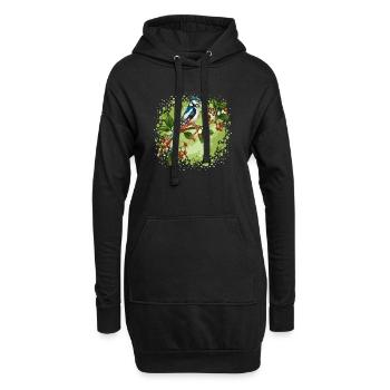 Bunter Vogel - Hoodie-Kleid - Schwarz - Vorne