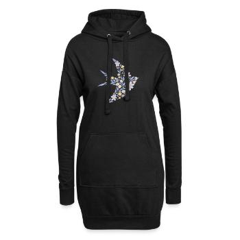 Floral nordique - Oiseau violet doux - Sweat-shirt à capuche long Femme - noir - Devant
