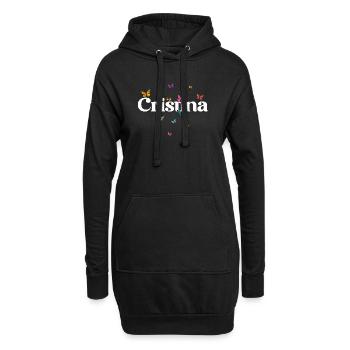 Beautiful girl's name with butterflies CRISTINA - Hoodie Dress - black - Front